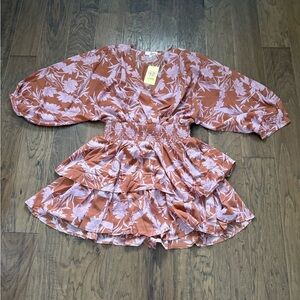 NWT Entro Floral Dress in Mauve and Brown size large